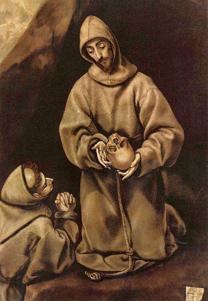 El Greco Hl. Franziskus und Bruder Leo, uber den Tod meditierend oil painting image